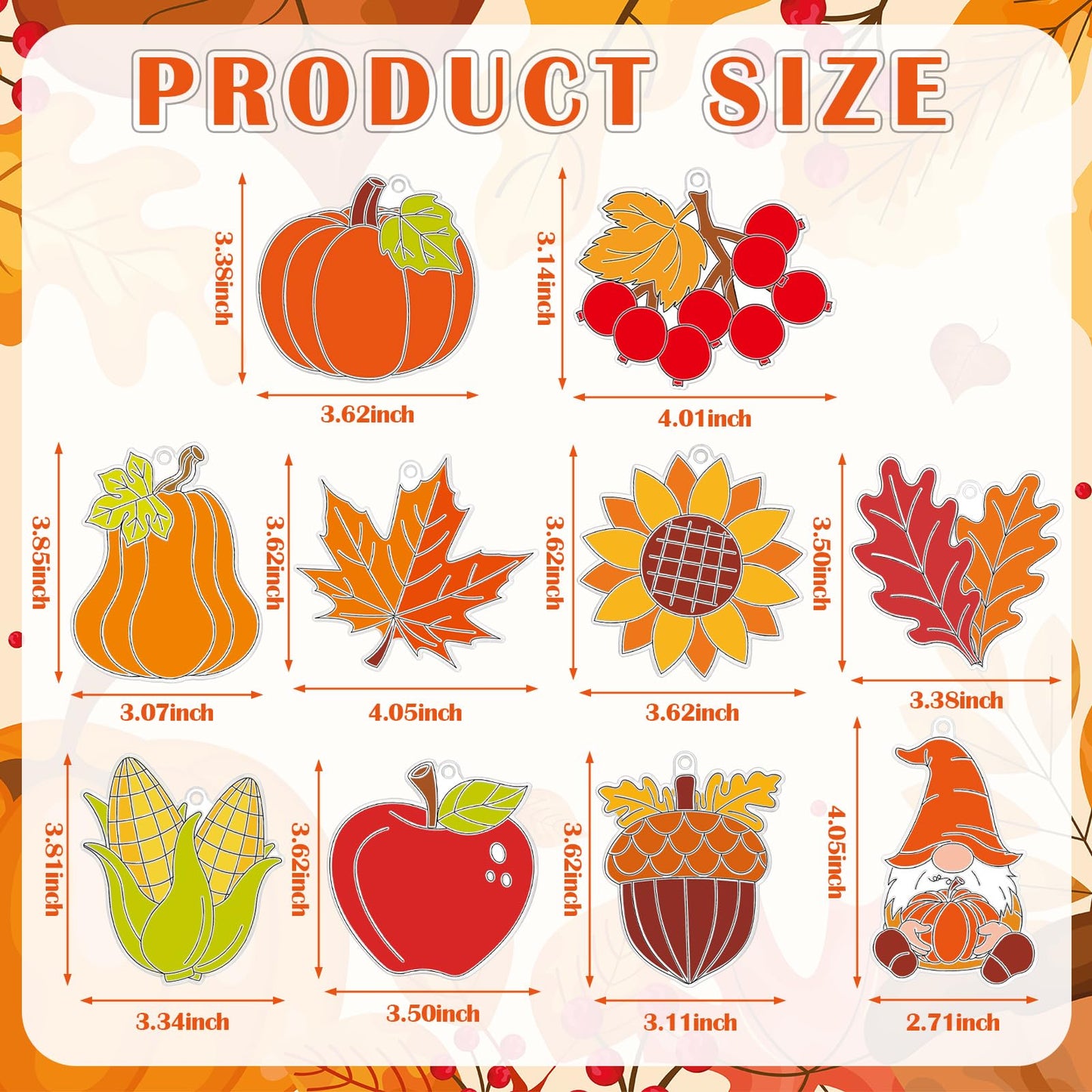 Beeveer 30 Sets Fall Plant Suncatchers Art Kits DIY Thanksgiving Pumpkin Maple Leaf Acorn Suncatcher Crafts Paint Your Own Windo