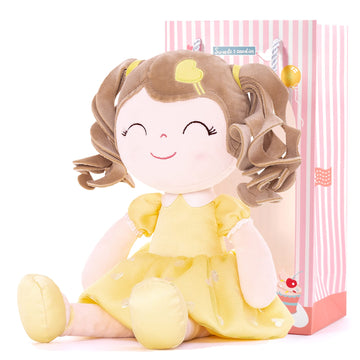 Gloveleya Baby Doll Gifts Plush Curly Girl Toys With Love 16' Yellow