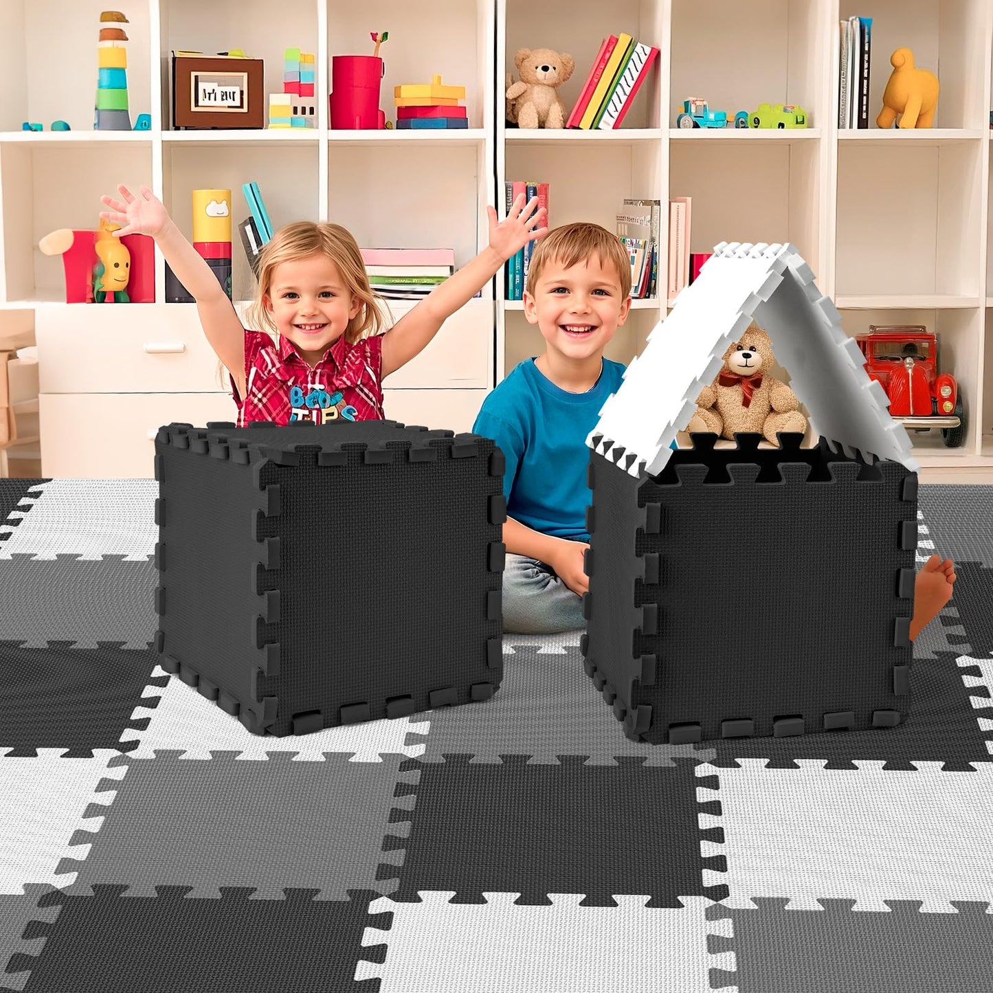 36Pcs Baby Play Mat for Floor, Foam Floor Tiles for Kids with Interlocking, Squares Foam Puzzle Carpet for Playroom,Crawling Rug