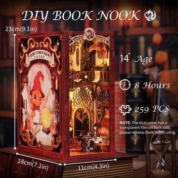 Fsolis Book Nook Kit, Diy Miniature Room House Kit For Adult Activities Decorative Bookend Bookshelf Bookcase Decor Birthday For Women Teens (Flam Common Room)