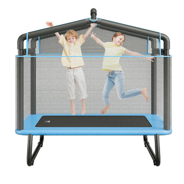 Vevor 6Ft Trampoline 72'' Indoor/Outdoor Trampoline, Mini Trampolines With Safety Enclosure Net, Gymnastics Bar, Hammock, Recrea
