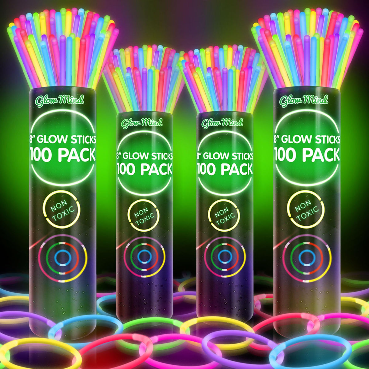 400 Ultra Bright Glow Sticks Bulk  Halloween Glow In The Dark Party Supplies Pack  8inch Glowsticks Easter Party Favors With Brac