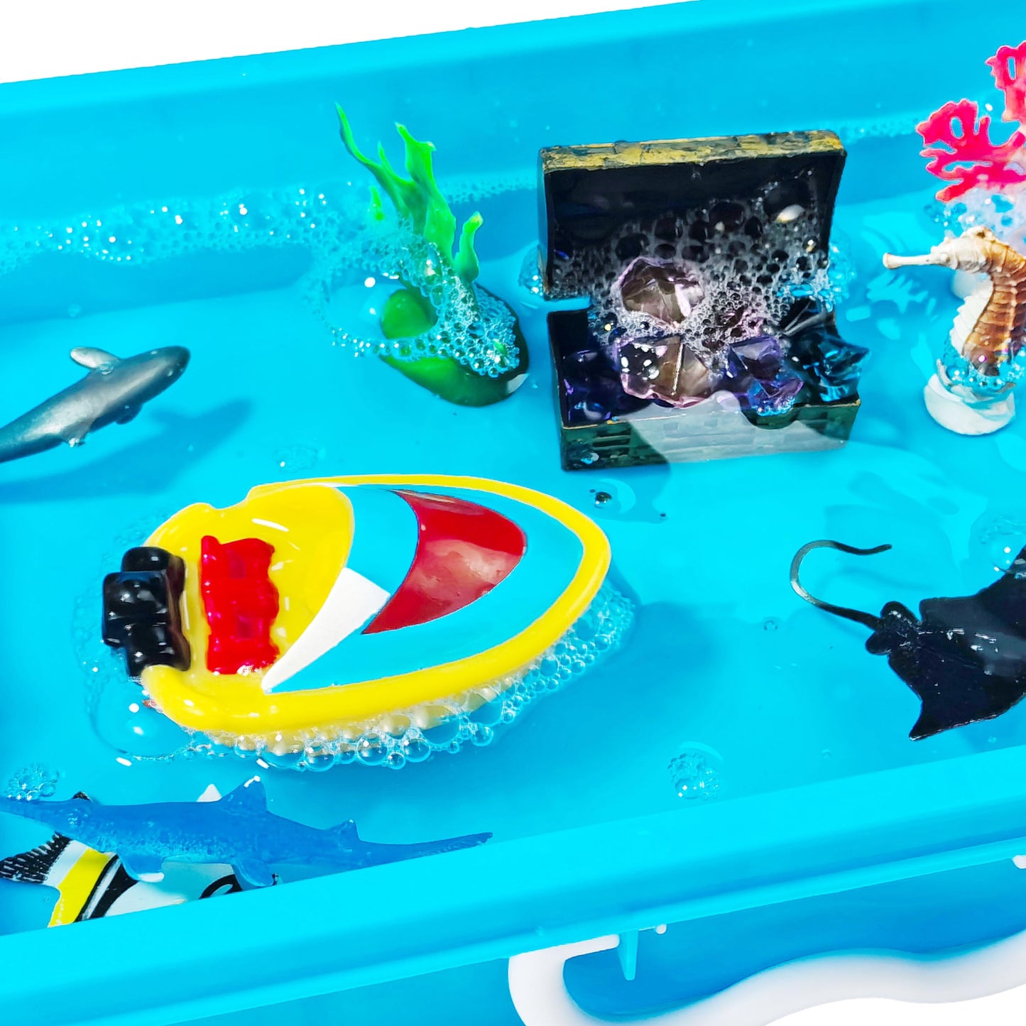 AGENTLAN Ocean Sensory Bin, Ocean Sensory Water Toys with Sea Animal for Toddlers Boys and Girls, Kids Toys Gift Sand Box for Ag