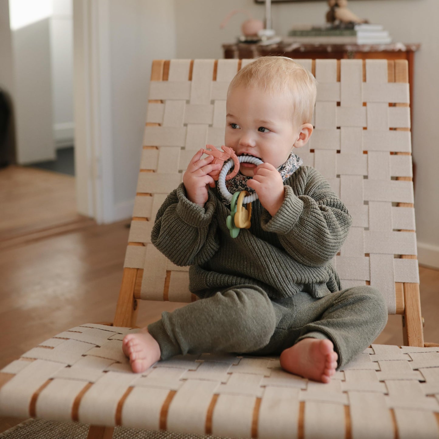 mushie Silicone Teething Ring Toy - Western Color - Model MTR-103 - Safe and Stylish Baby Teether