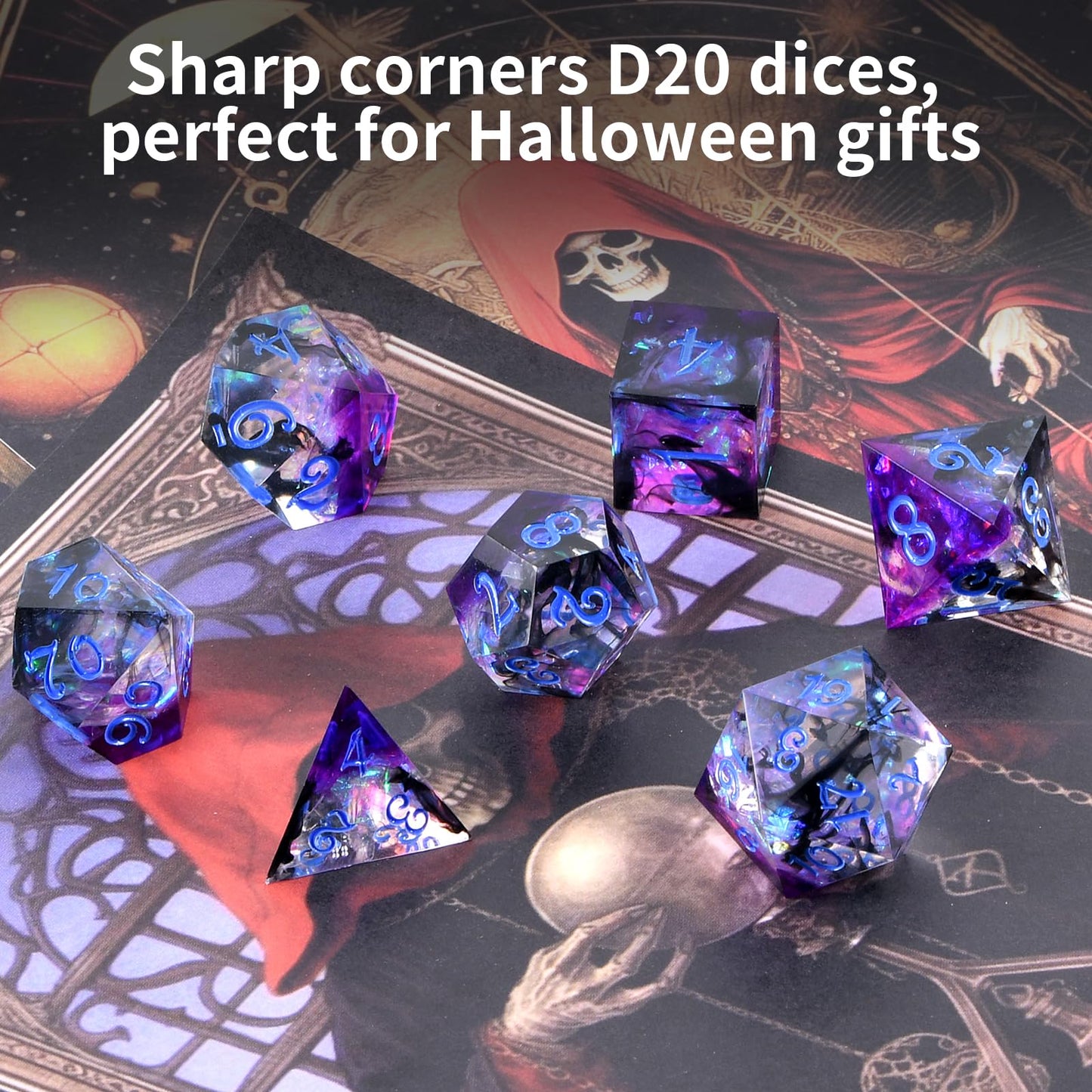 OriCraft Dark Magic Dice DND Dice Set Dungeons and Dragons Polyhedral Role Playing Gaming Dices Black Underwater World D20 Dice