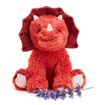 Warmies Microwavable & Weighted Stuffed Animals, Red Triceratops - Heated Stuffed Animal Plushie For Warmth & Comfort - Cute Sof