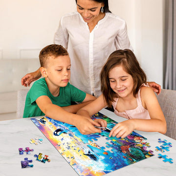 100 Piece Puzzles For Kids Ages 6-8 8-10 - Killer Whales Orca - 100 Piece Jigsaw Puzzle For Senior Ocean Jigsaw Puzzle For Toddl
