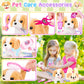 Ninaor Plush Dog Toys For Kids With Crossbody Bags, Puppy Robot Dog With Leash Walking Barking Tail Wagging, Pretend Play Pet Ca