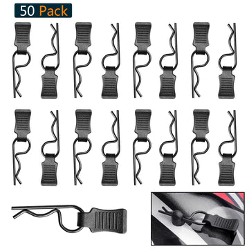 50 Pieces HobbyPark Universal RC Body Clips with Pull Tabs Car Clips R Clips for All 1/10 1/12 Scale Redcat HPI Himoto HSP Excee