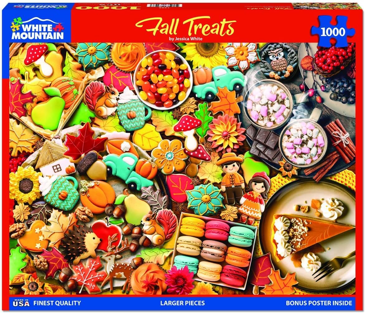 White Mountain Fall Treats Thanksgiving Puzzles 1000 Pieces Jigsaw Puzzle for Fall and Autumn