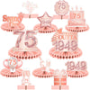 Happy 75th Birthday Rose Gold Table Honeycomb Centerpieces Balloons Theme Decor Table Decorations Table Toppers for Girls Women 