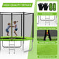 Skok Black 8Ft Recreational Trampolines With Enclosure Net, Outdoor Trampoline For Kids And Adults, Astm Approved, With Spring P