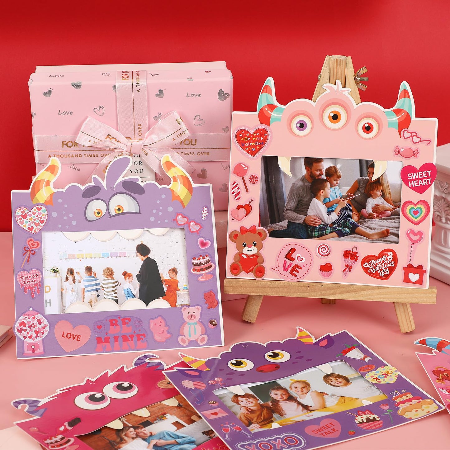 NOVWANG Picture Frame Craft Kit, 30 Pack Valentines Day DIY Photo Frame, Monster Design, 6.7 inches/17 cm, Multicolour - Valent