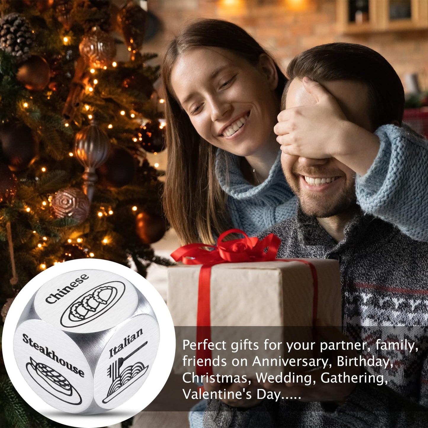 Eulalia Eclogue Stainless Steel Date Night Dice - Unique 11th Anniversary Gift for Couples, Perfect for Birthdays & Father's Day