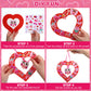 DoubleFill 24 Sets Valentines Day Crafts Kit Make Your Own Heart Wreath Ornaments Valentines DIY Card Cute Stickers Bulk Valent