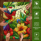 Coastal Rose Stained Glass 1000 Piece Puzzle - Hard Flower Jigsaw, 19.68 x 27.56 in, Cardboard, Hummingbird in Grass