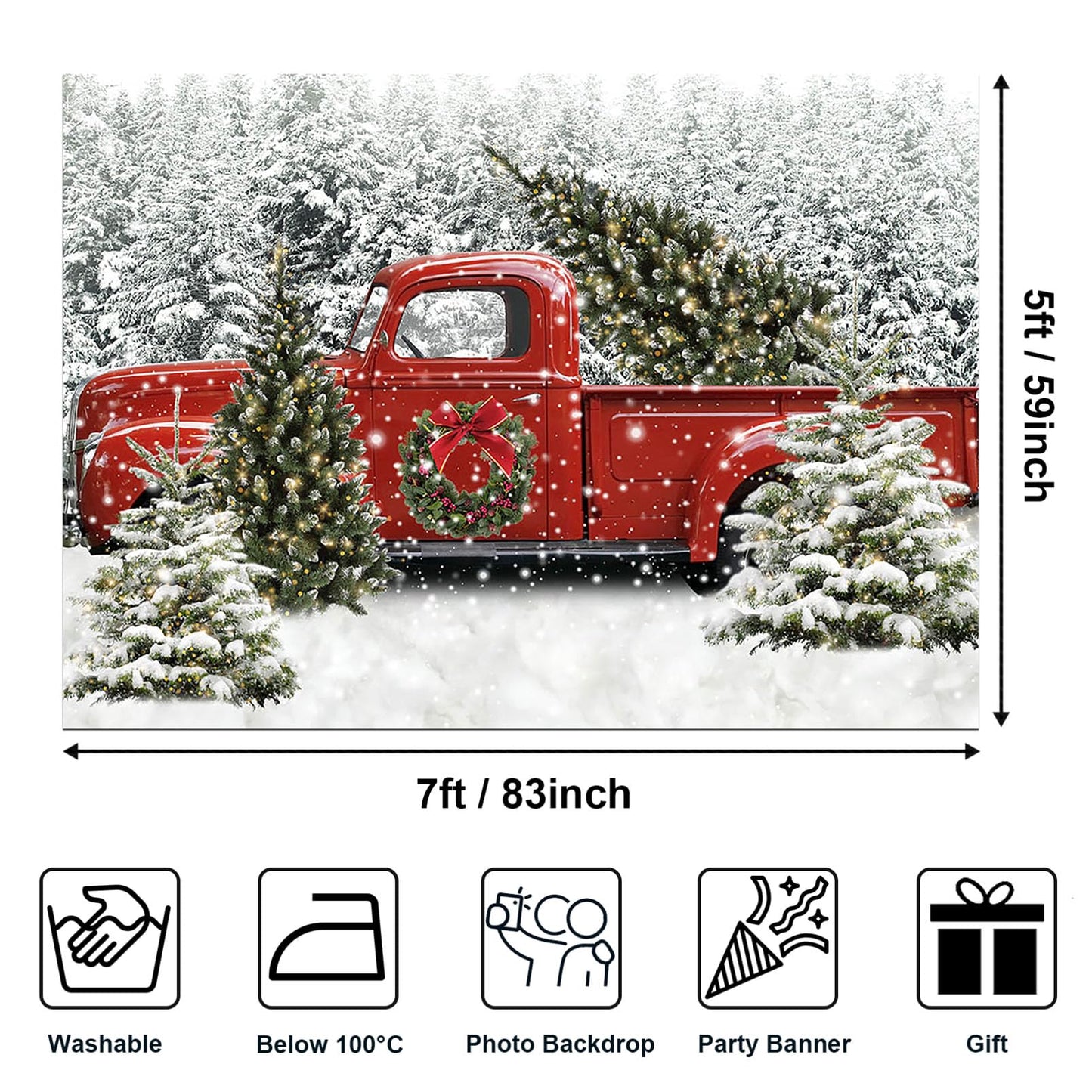Avezano Christmas Red Truck Backdrop Christmas Backdrops for Photography Xmas Winter Holiday Family Kids Portraits Backdrops Pho