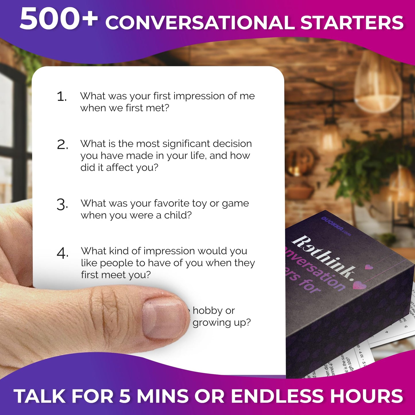QUOKKA Couples Conversation Cards Game - Original Version, Cardboard, Relationship Connection, Model RethinkCouples100