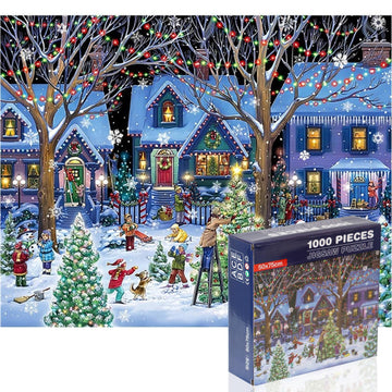 Christmas Jigsaw Puzzles For Adults 1000 Pieces, Snow Happy Holiday Puzzle Christmas Puzzle Gifts For Women Men Families, Perfec