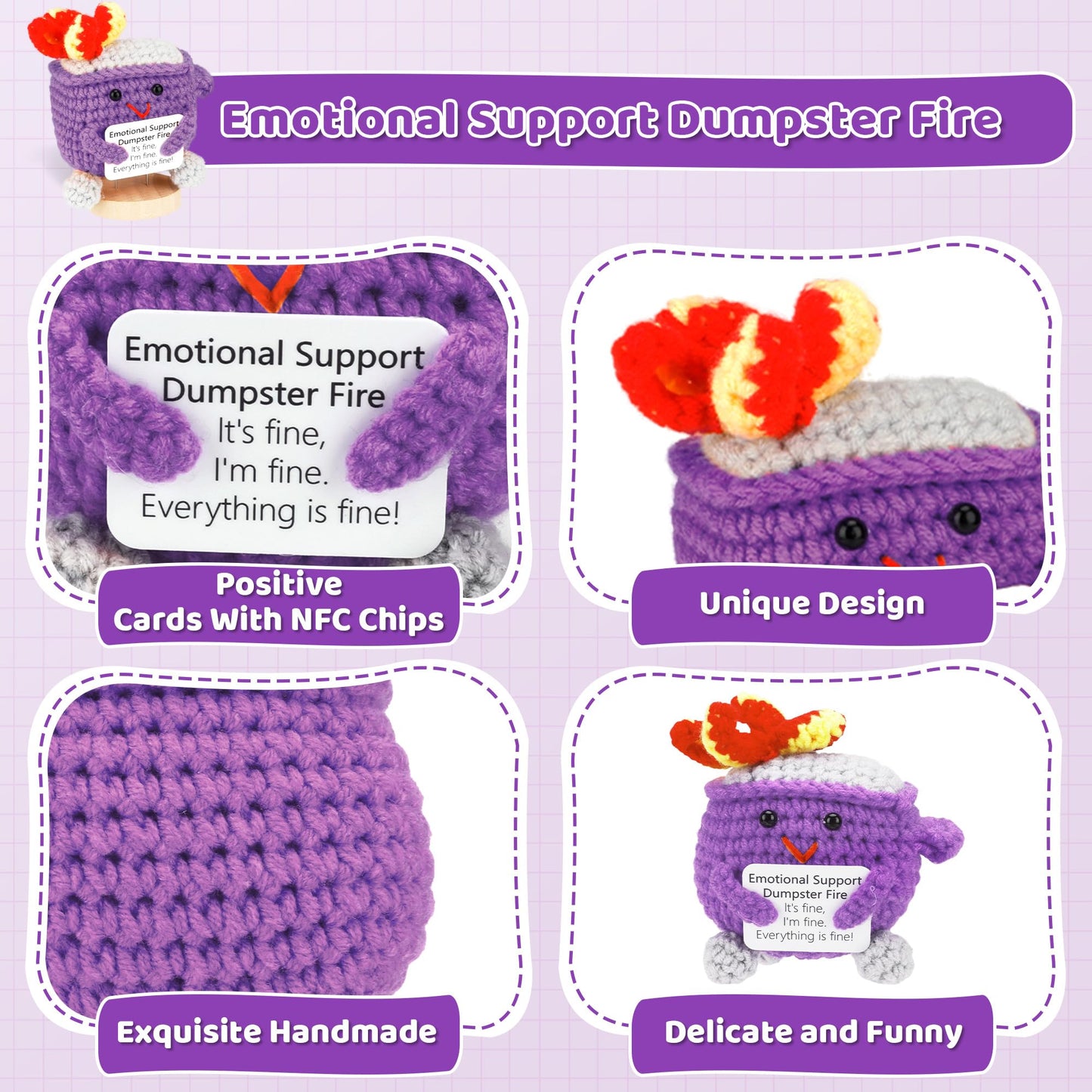 Emotional Support Dumpster Fire, Dumpster Fire With Nfc Card Play Encouraging Music And Text, Handmade Dumpster Fire Desk Access