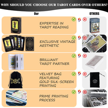 Tarot Cards Set With Guide Book/Linen Carry Bag/Chakra Stones, 78 Classic Original Tarot Cards Deck Fortune Telling Game With Me