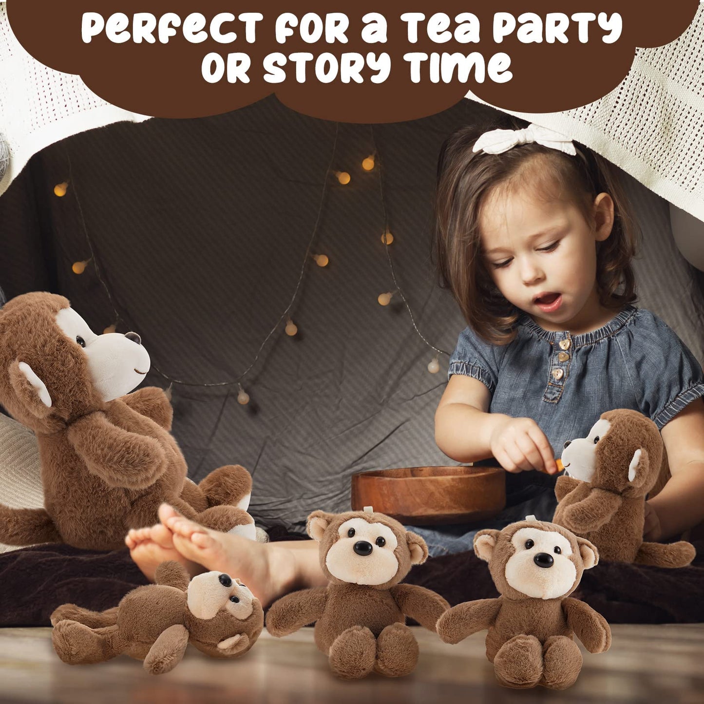 Lewtemi 5 Pcs Monkey Stuffed Animals Large Monkey Plush Toy With 4 Cute Plush Baby Monkeys Soft Stuffed Monkey Plush Toy Cuddly
