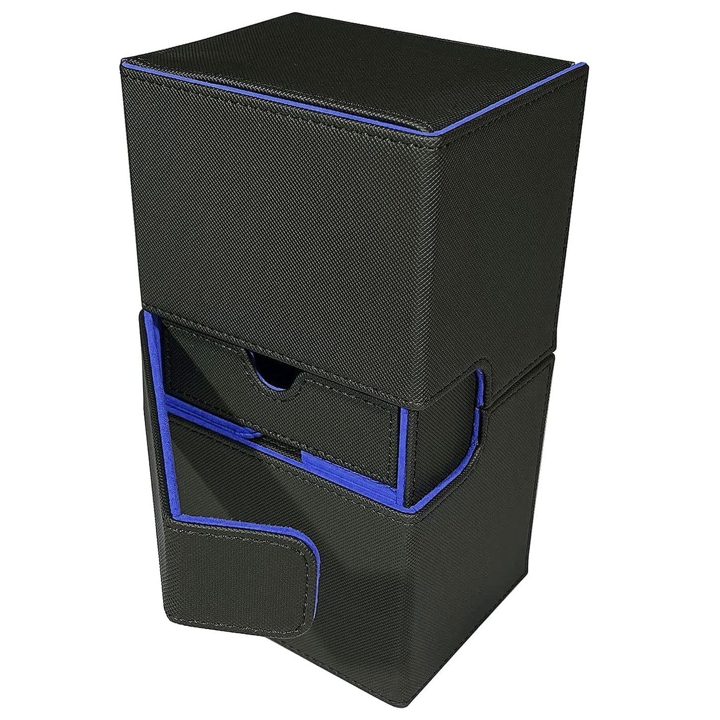 Scimi X-Large Commander Premium Double Deck Box For 200+ Sleeved Cards Protwin Flipdeckcase With 3 Tray Fits Mtg/Tcg/Ccg/Yugioh(Black/Blue)