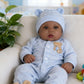 EKOKIZ 18 Inch Lifelike Reborn Baby Doll Boy  Weighted Soft Body African American Newborn with Blue Bear Outfit, Realistic Blac
