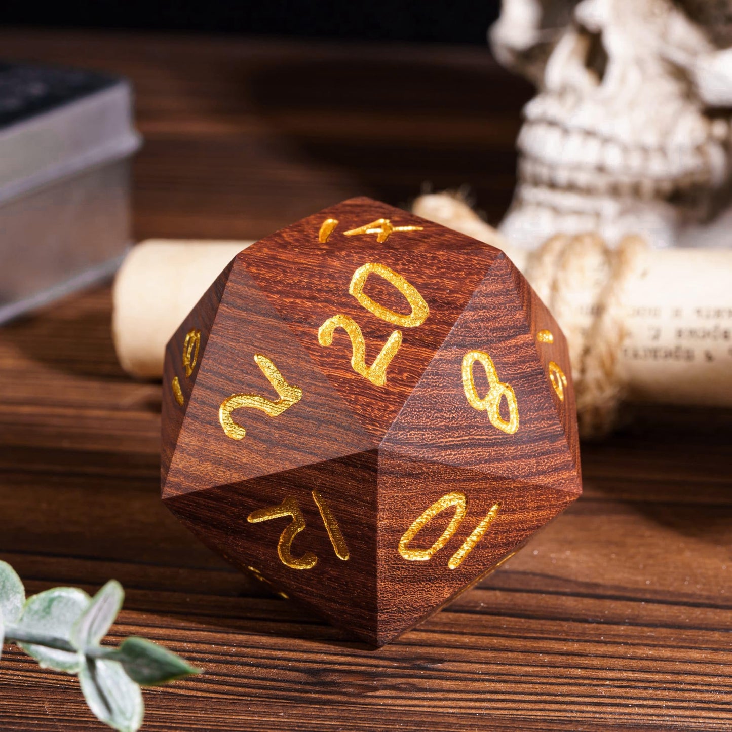Hddais 50Mm Large D20 Dice, Red Sandalwood 20 Sided Dnd Dice Natural Wood D&D With Gift Case For Dungeons And Dragons Role Playi