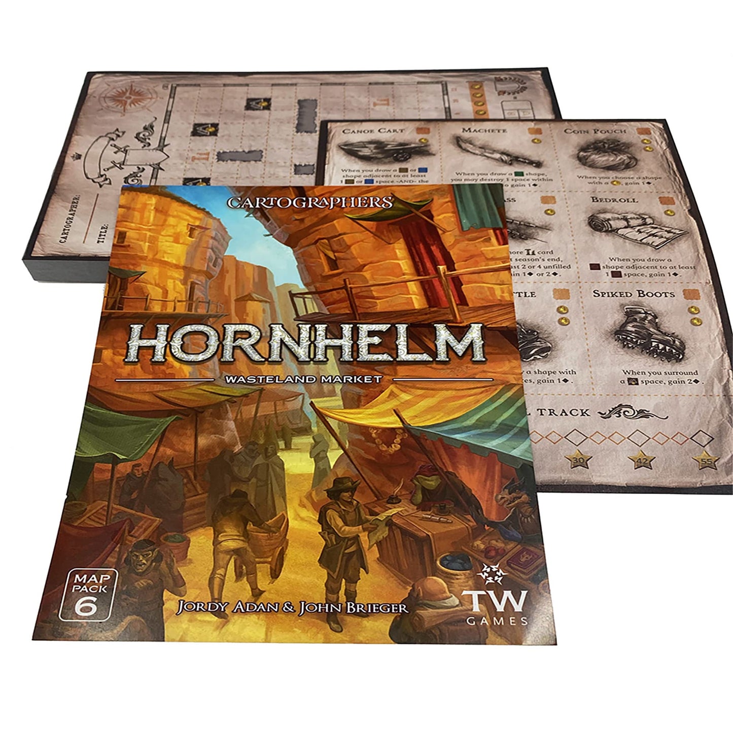 Thunderworks Games - Cartographers: Map Pack 6, Hornhelm |Expansion For The Award-Winning Game Of Fantasy Map Drawing | Strategy Flip And Write Board Game | Family Game For 1-75 Players