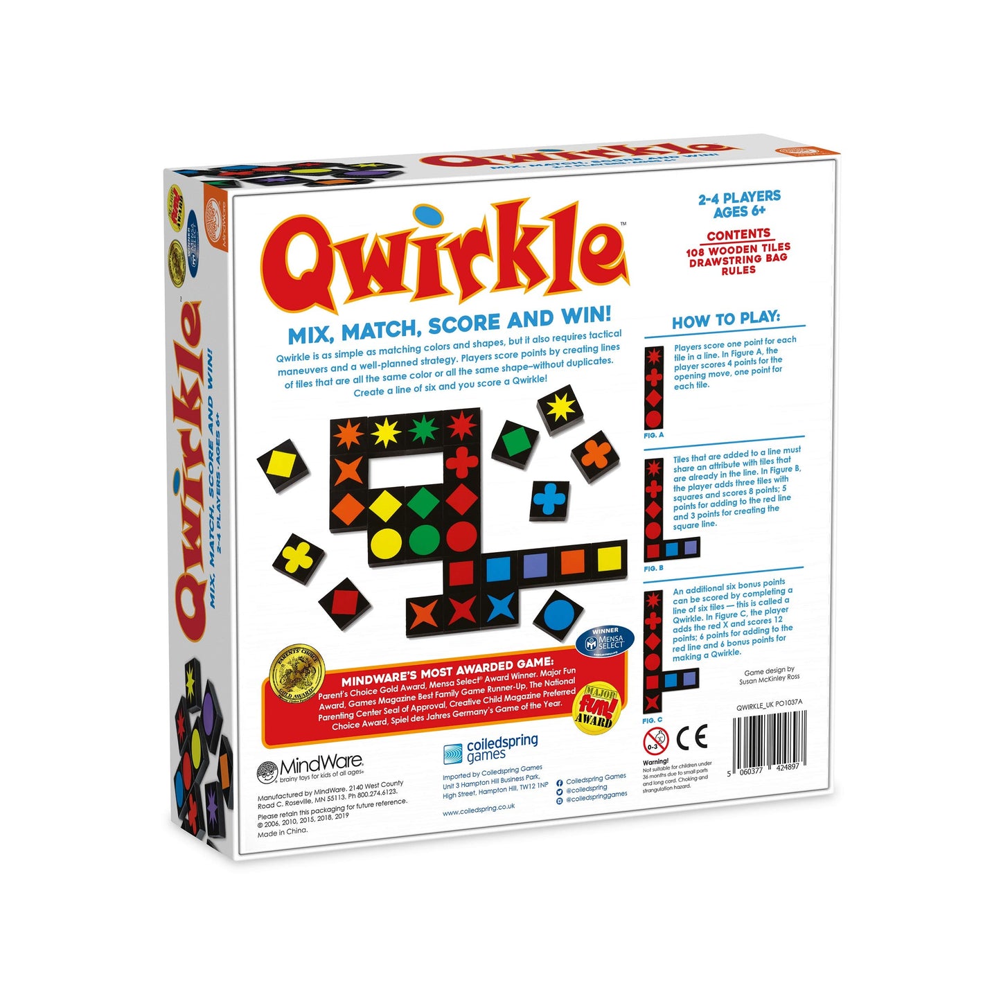 Mindware | Qwirkle Uk Edition (New) | Board Game | Ages 5+ | 2-4 Players | 45 Minutes Playing Time