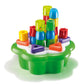 Aso Quercetti Chunky Peggy Stacking Toy - 28-Pieces Including 2 Rattle Pegs, Sturdy Daisy Basket Design With Built-In Storage, F