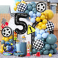 Race Car Birthday Balloons Decorations, 40 Inch Racetrack Black Number 5 Balloon, Large Mylar Black 5 Balloon For 5St Birthday R