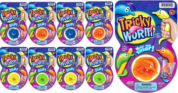 Ja-Ru Magic Fuzzy Worms (8 Toys Assorted) Twisty Wiggly Worms On String For Kids, Boys & Girls. Soft Furry Fidget Sensory Toys. Funny Prank Trick. Bulk Silly Party Favor Birthday Gift. 5219-8S
