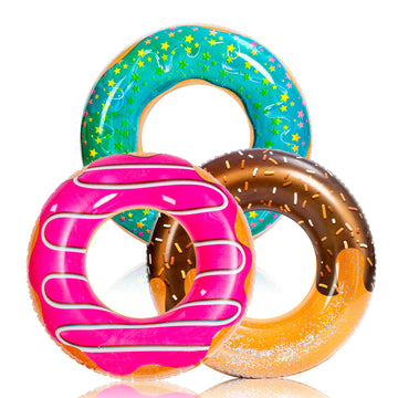 Joyin Donut Pool Float With Glitters 32.5” (3 Pack), Funny Tube Toys For Swimming Pool Party And Donut Party Supplies