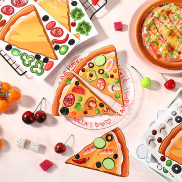 Sepamoon 24 Sheets Pizza Stickers - DIY Multicolor Decals for Kids Birthday Party, School Supplies, Gift Rewards - Paper Material