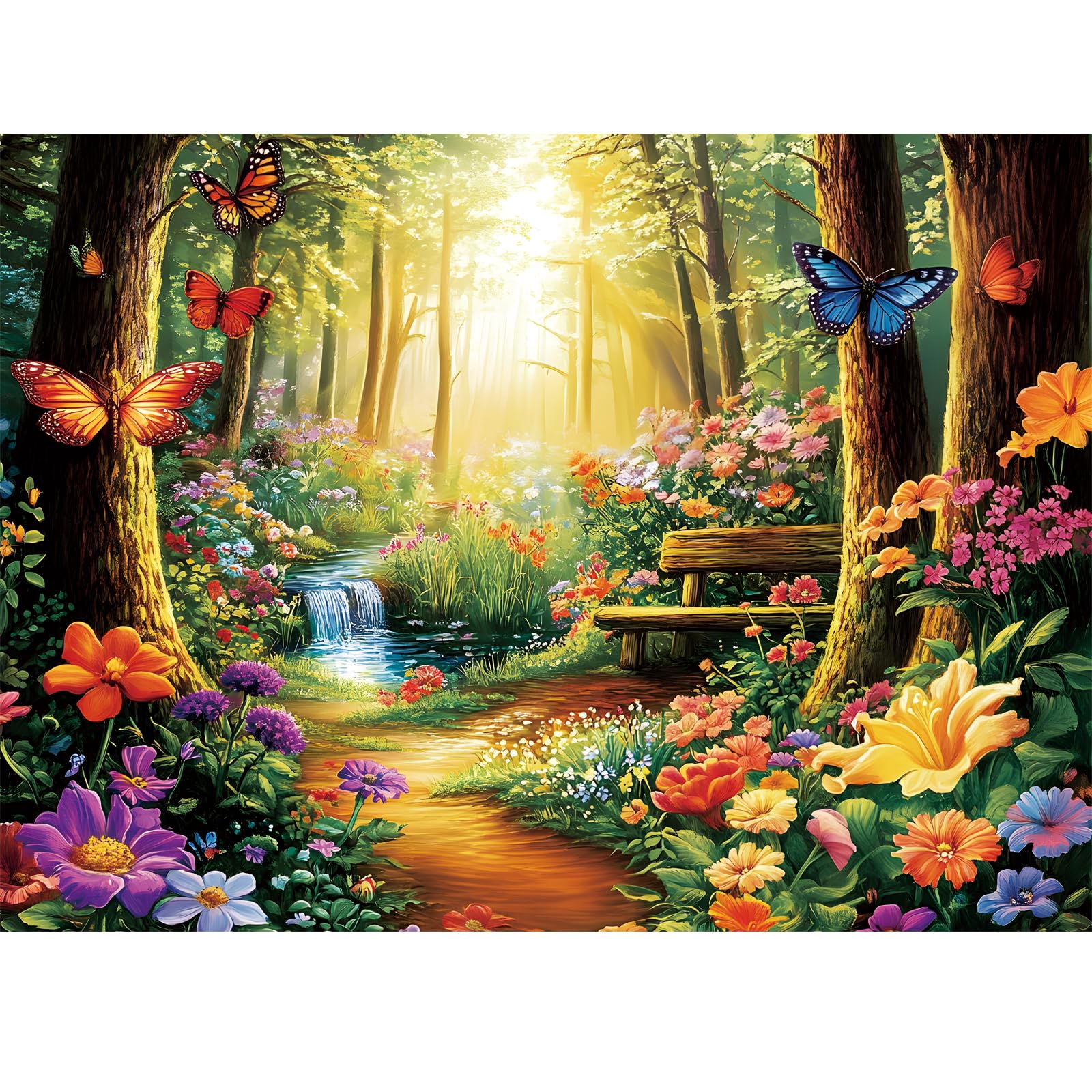 500 Piece Jigsaw Puzzle for mature-themeds  Forest Butterfly Jigsaw Puzzle 500 Piece Forest Jigsaw Puzzles for mature-themed Butterfly Puzzles for mature-themeds - Challenging Family Activity Gift 20.5 x 15 Inch