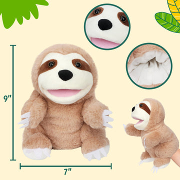 Easfan Sloth Hand Puppet With Movable Mouth Interactive Storytelling Cute Soft Plush Toy Creativity And Imagination Easter Chris