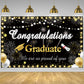 Graduation Backdrop 2024 Congrats Grad Banner Black Gold Graduation Banner.Class of 2024 Graduation Decorations Photography Back