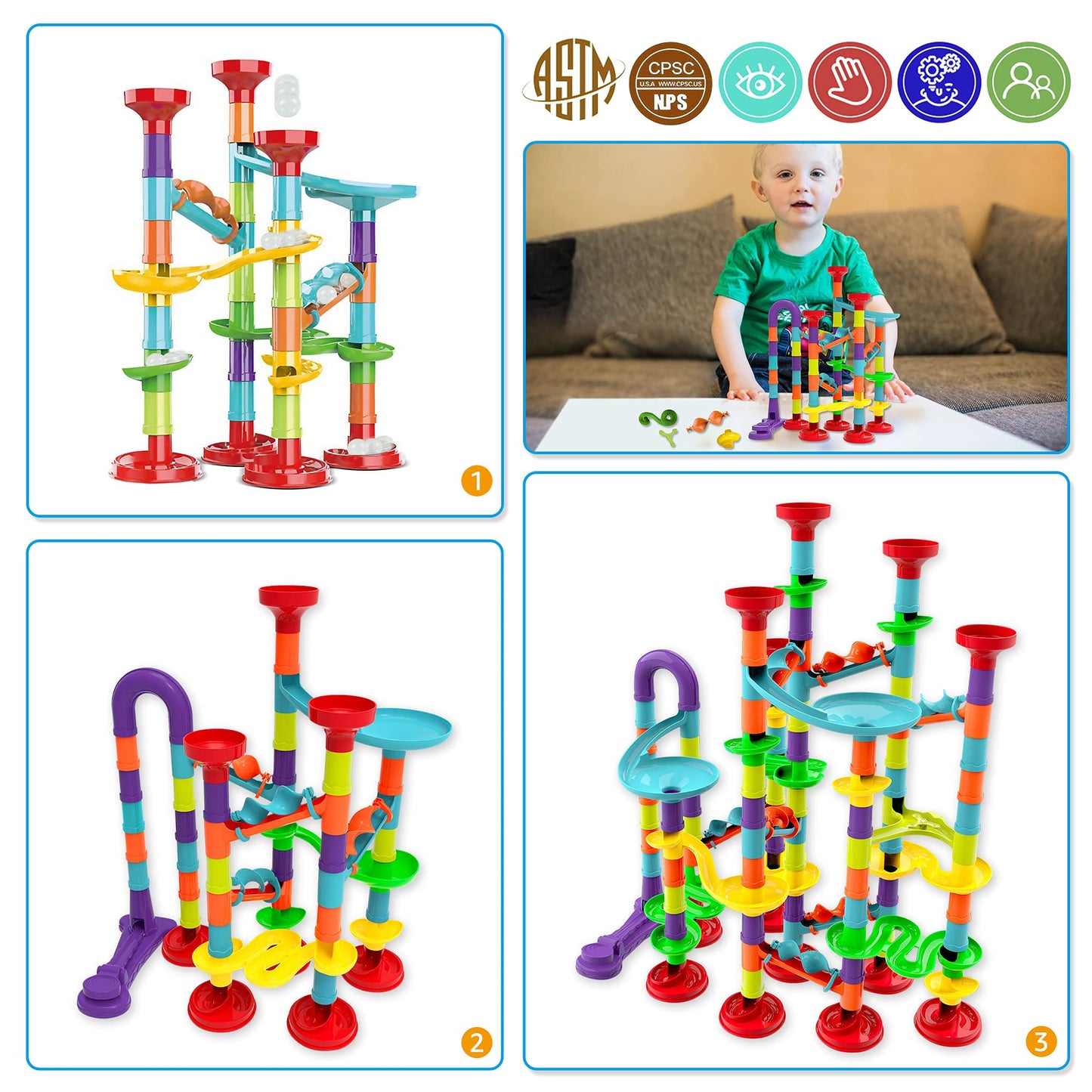 Blacka Marble Run Maze Race Game Glass Marbles for Kids Age 3 4 5 6 Boys Girls Educational Preschool Toys Block Toy Set As Xmas Birthday Present Festival Gifts  Small