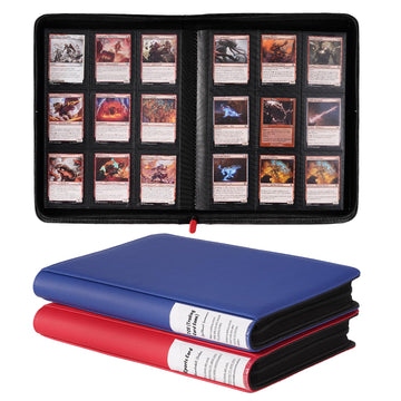 ProCase 2 Pack Trading Card Binder with Side Label; Holds 360 Trading Card with 9 Pockets; enhanced Zipper Card Collection binder Album Folder for Sports Cards  TCG  MTG  PKM -Rednavy