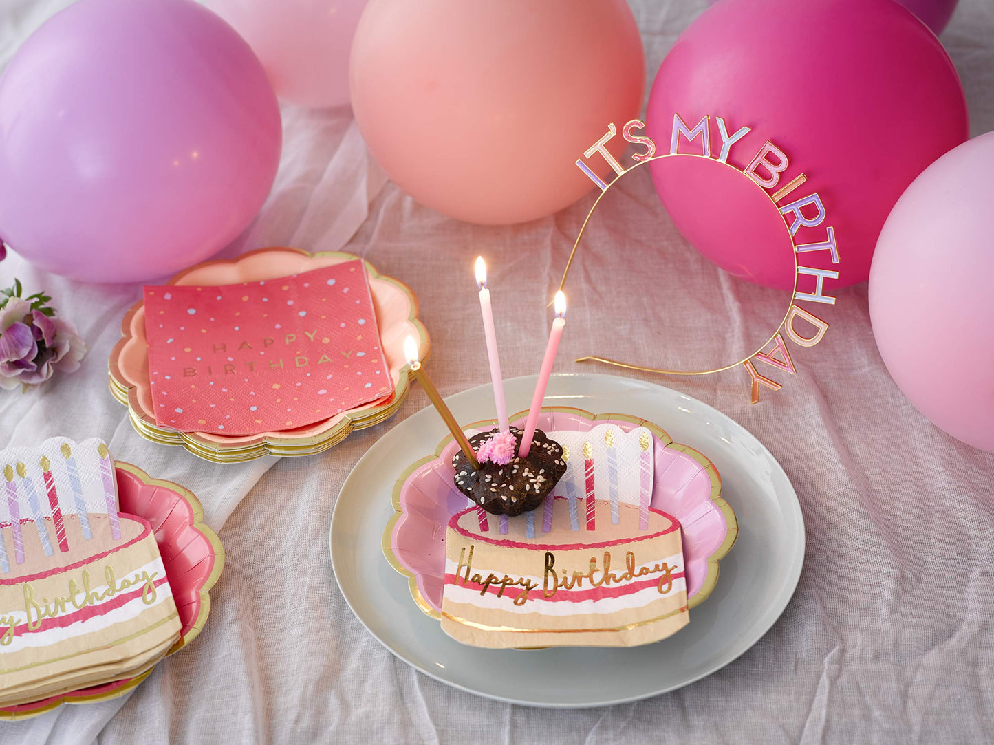 Talking Tables Pretty Pink Birthday Candles Cake Topper Decorations 16pcs, 4 Designed in The UK by