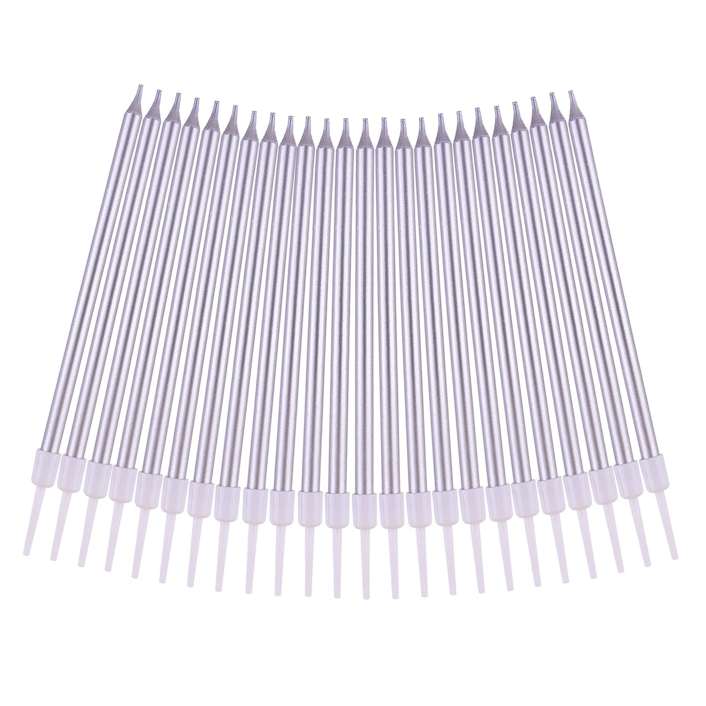 PHD CAKE Silver Long Thin Metallic Birthday Candles, Cake Candles, Birthday Parties, Wedding Decorations, Party Candles
