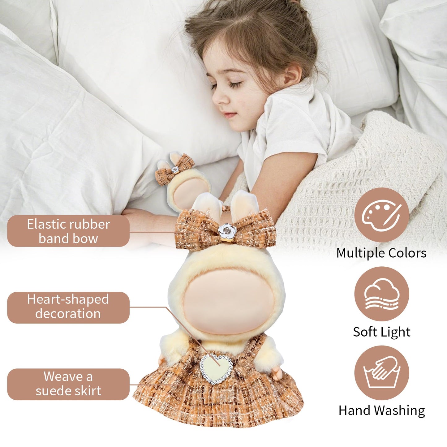 17cm Doll Clothes Set & Outfit Set for 17cm Dolls - enhanced Dresses with Accessories  Doll Clothing Set Replacement (No Doll)  Light Brown