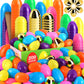 Surcvio [6 Surprise Golden Eggs] 200 Pack 2.3 Inch Plastic Easter Eggs, Empty Easter Eggs Fillable, Bright Colors Plastic Eggs B