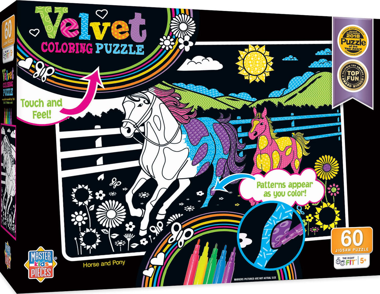 Masterpieces 60 Piece Jigsaw Puzzle For Kids - Horse And Pony Velvet Coloring - 14''X19''