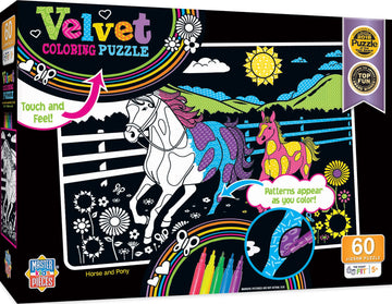 Masterpieces 60 Piece Jigsaw Puzzle For Kids - Horse And Pony Velvet Coloring - 14''X19''