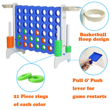 Sdadi Giant 33 Inch 4-In-A-Row Hoop Connect Strategy Game And Basketball Indoor/Outdoor Family Fun Board For Toddlers, Kids, Adu