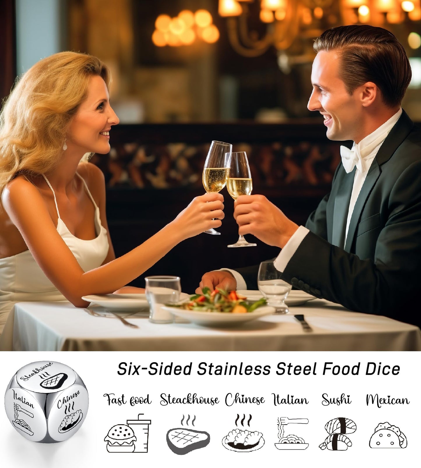 Fluzob Food Dice Valentines Day Gifts for Her Wife Him Boyfriend Husband Date Night Ideas Couples Games Girlfriend Wife Christma