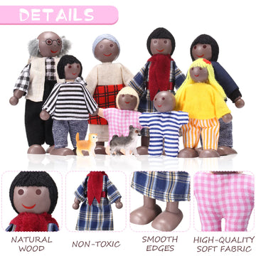 Skylety 10 Pcs Wooden Dollhouse Set Of Mini People Figures Dolls Wooden Doll Pretend Play Figures Accessories For Pretend Dollhouse Toy(Stylish Style)